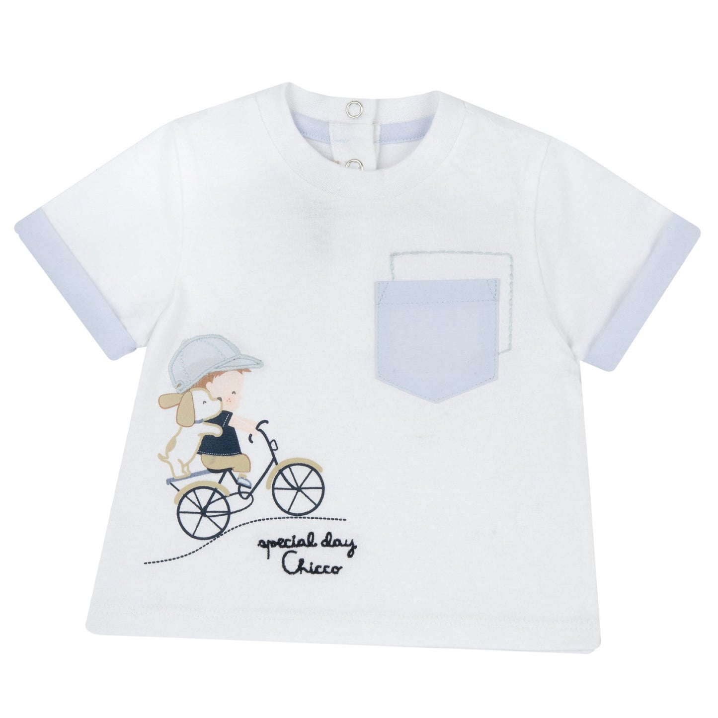 T-shirt blanc et bleu clair