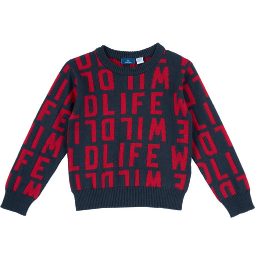 Pull gris et rouge