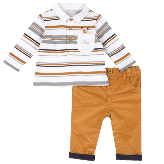 Ensemble polo et pantalon ocre