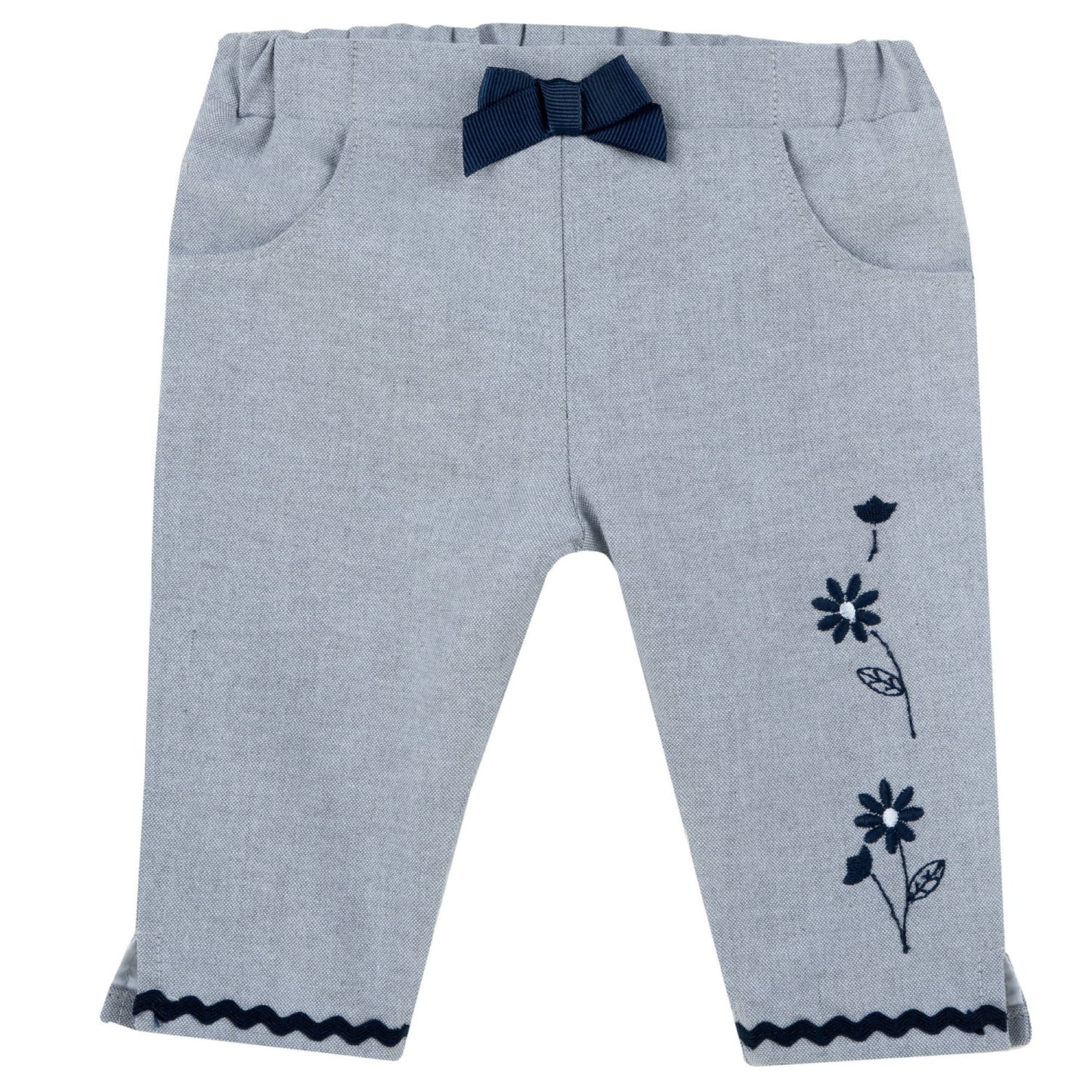 Pantalon gris à fleurs
