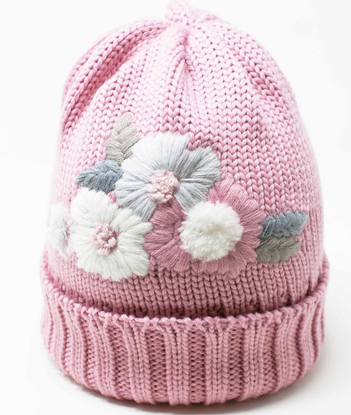 Bonnet rose brodé