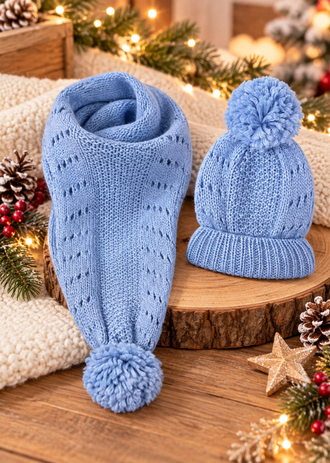 Bonnet et écharpe bleus