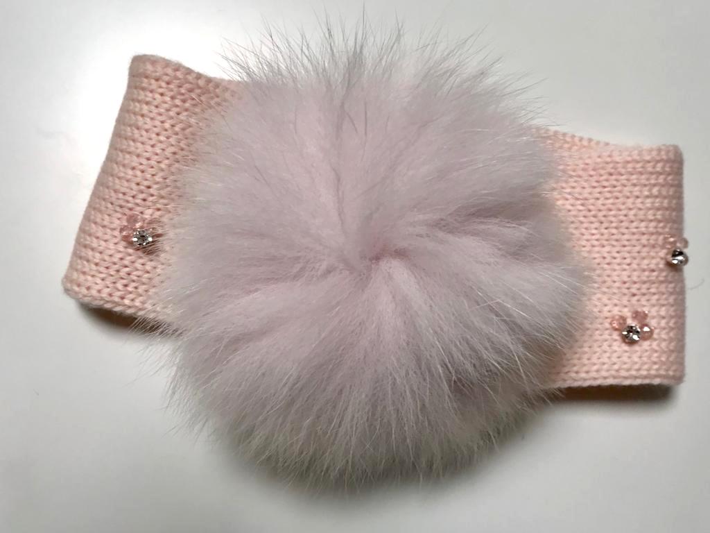Bandeau rose à pompon