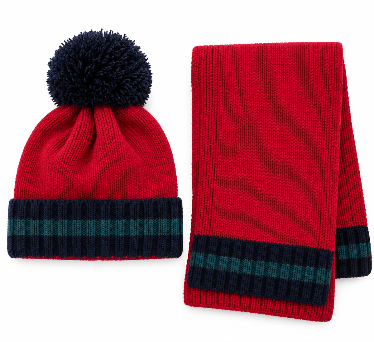 Set bonnet et écharpe tricolore