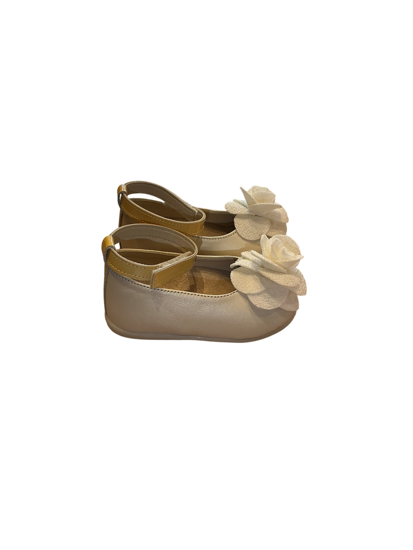 Ballerines blanches montantes à fleurs