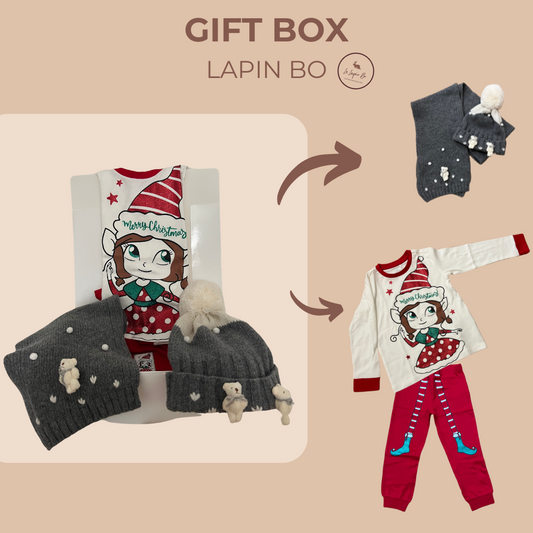 Set bonnet-écharpe avec pyjama de Noël