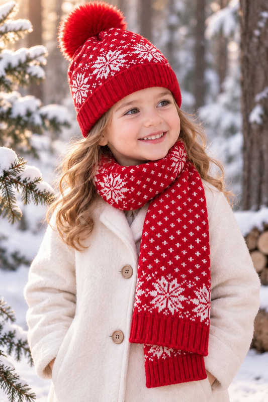Bonnet et écharpe rouge