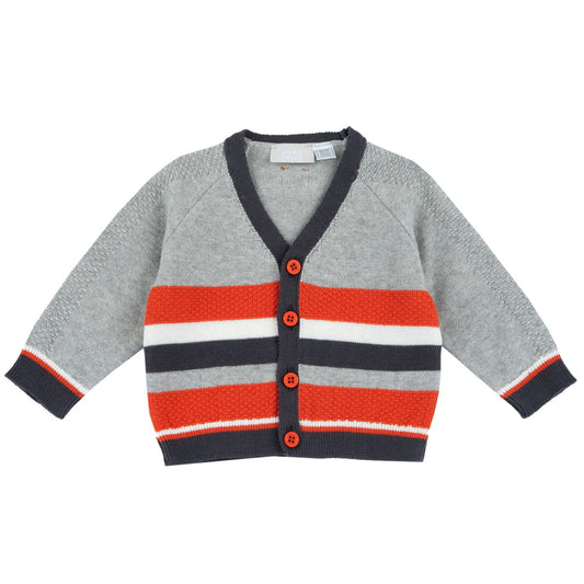 Cardigan gris et orange