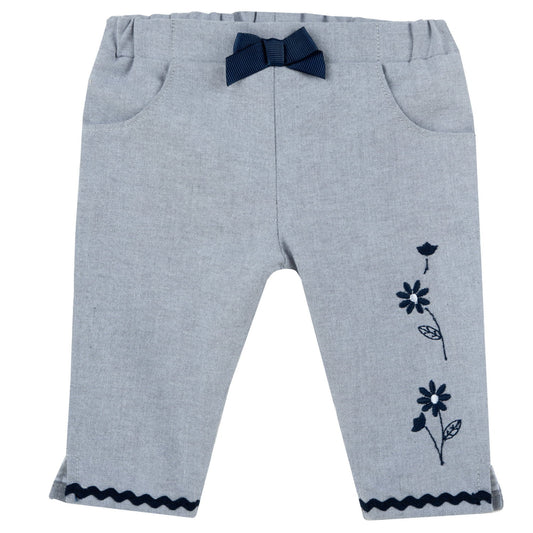 Pantalon gris à fleurs