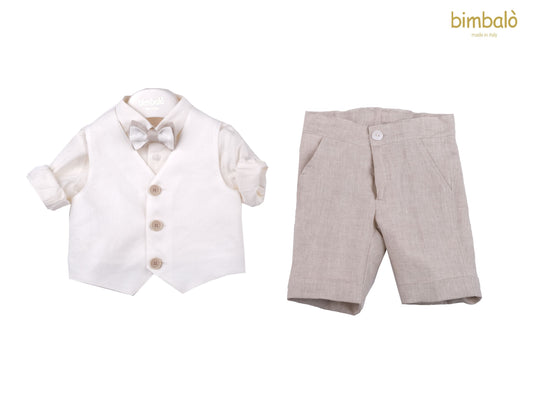 Complet blanc et beige
