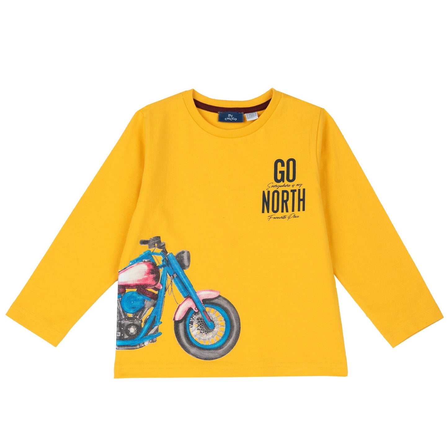 Pull jaune "Motos"