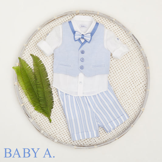 Ensemble rayé bleu et blanc