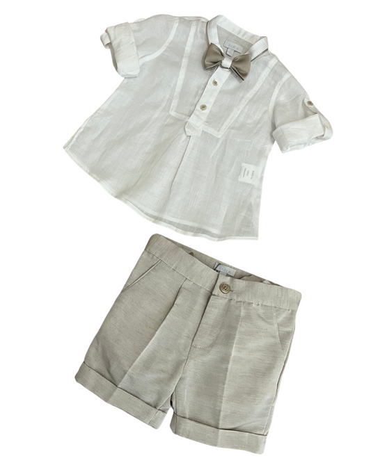 Ensemble chemise et short beige