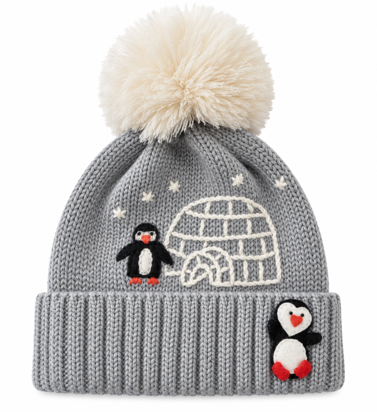 Bonnet gris pingouins