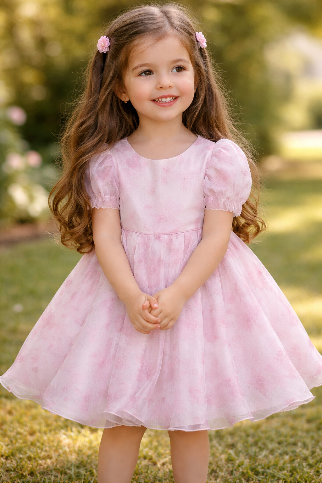 Robe rose à fleurs