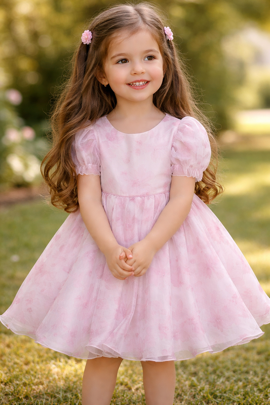 Robe rose à fleurs