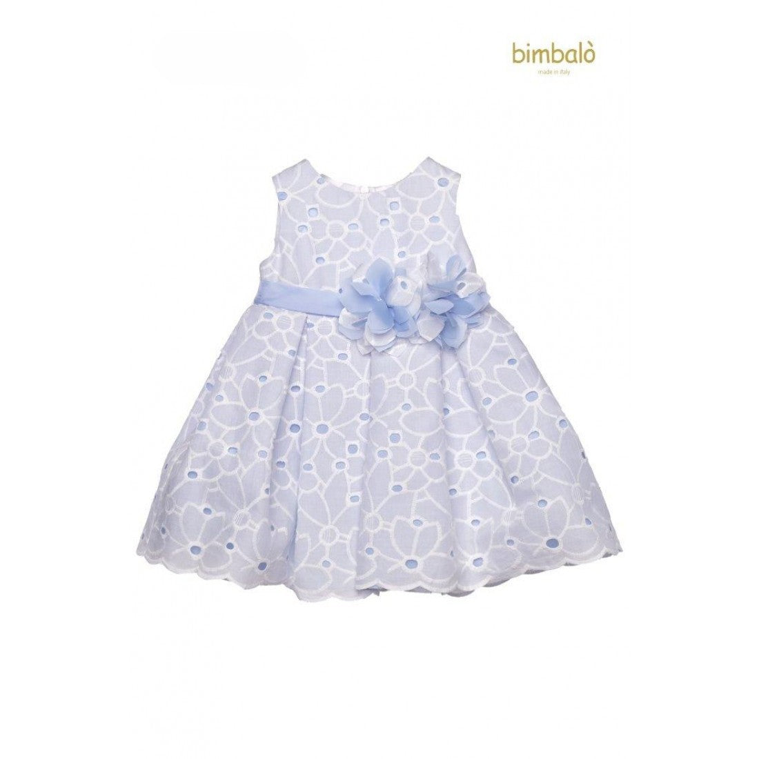 Robe bleu avec ceinture fleurie