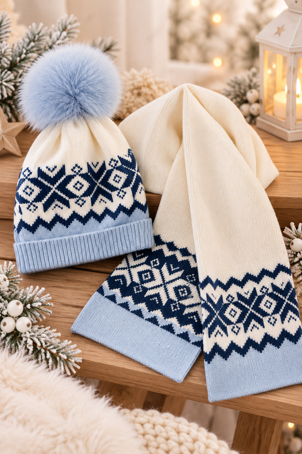 Bonnet et écharpe à motifs