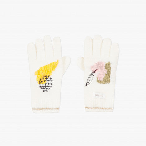 Set bonnet et gants blanc avec motifs