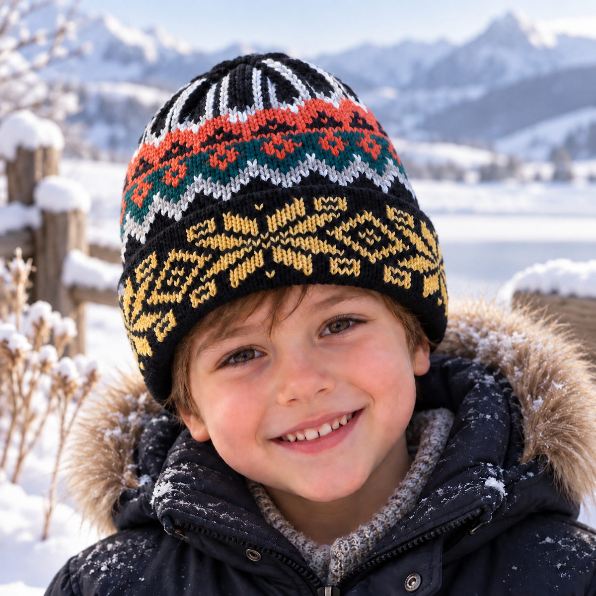 Bonnet noir à motifs