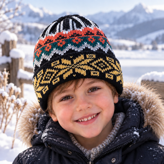 Bonnet noir à motifs