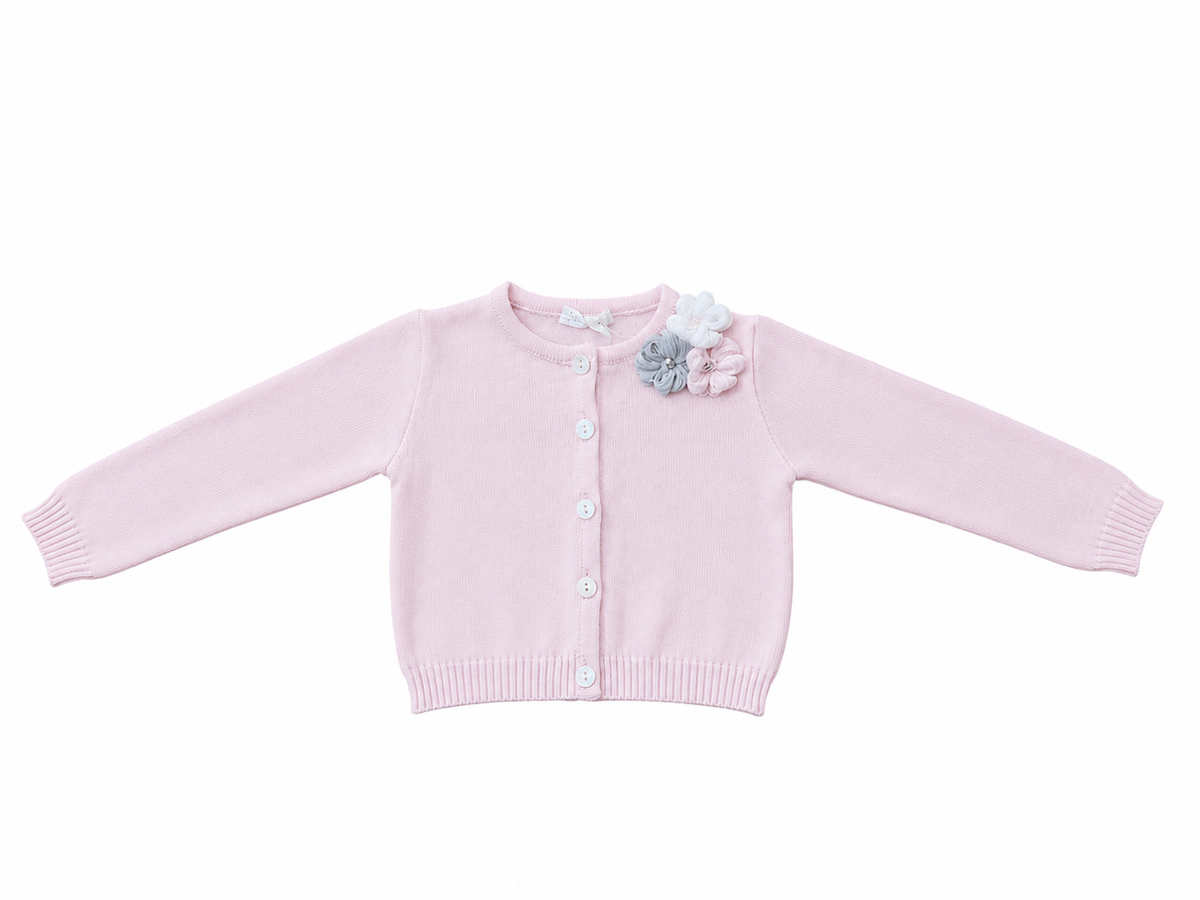 Cardigan rose à fleurs
