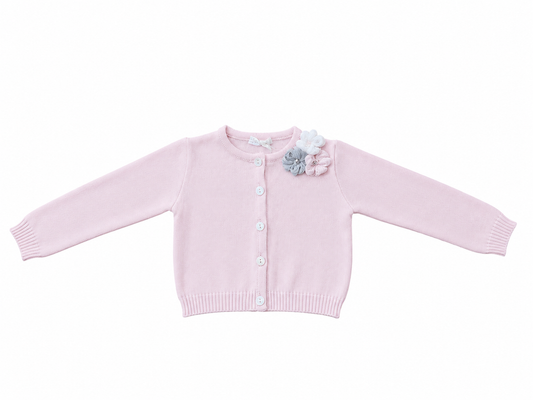 Cardigan rose à fleurs