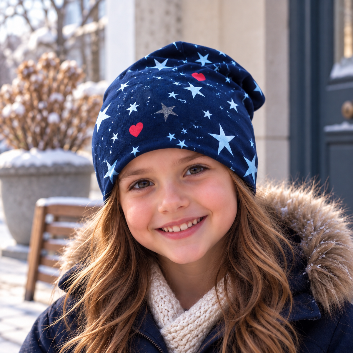 Bonnet bleu étoiles