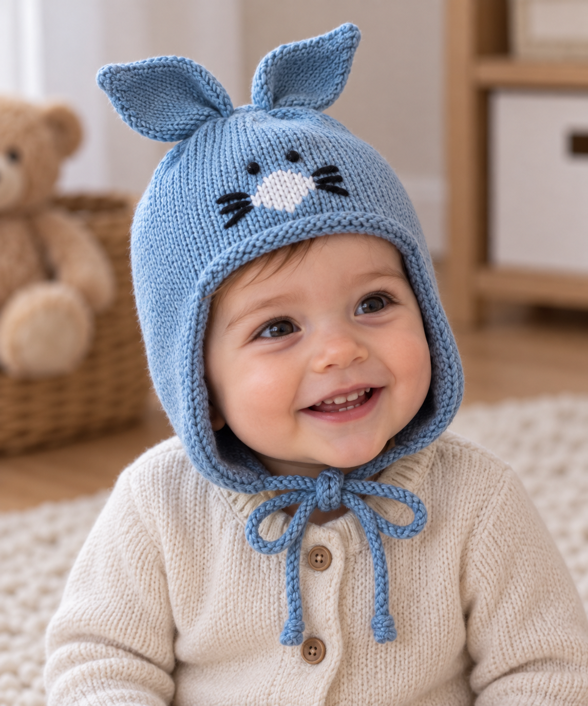Bonnet bleu lapin