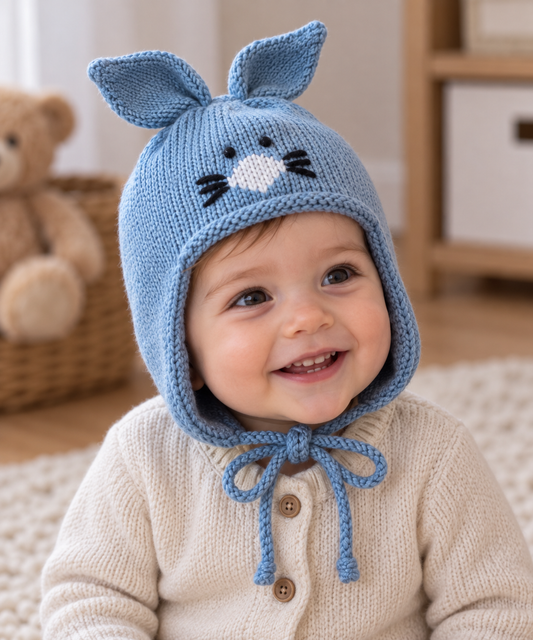 Bonnet bleu lapin