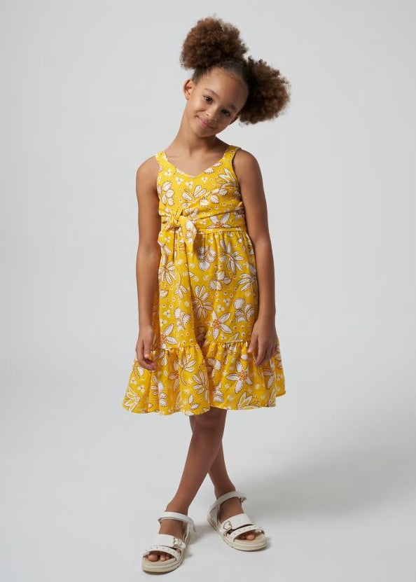 Robe jaune à fleurs