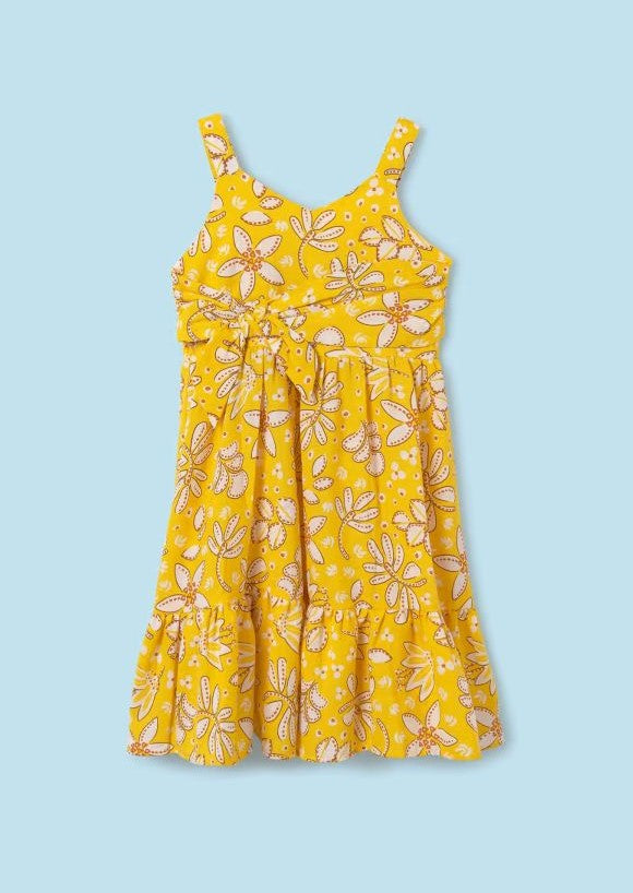 Robe jaune à fleurs